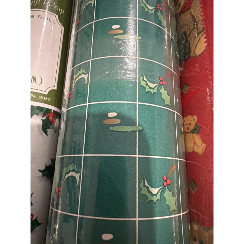 Vtg Christmas Wrapping Paper Rolls Lot 7 New Sealed Cleo, Norcross, Gibson, Hugg